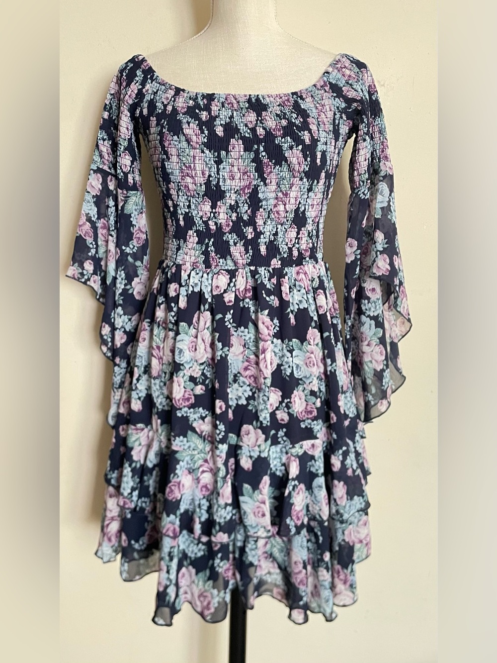 Southern Fried Chics Floral Chiffon Mini Dress